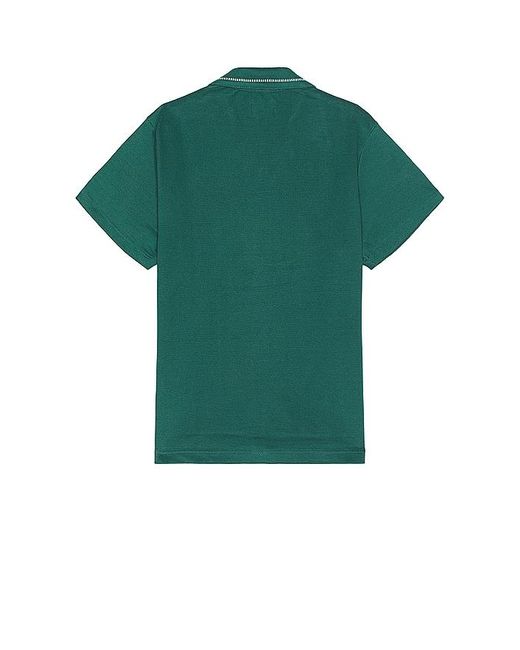 Brixton Green Bunker Jacquard Short Sleeve Camp Collar Shirt for men
