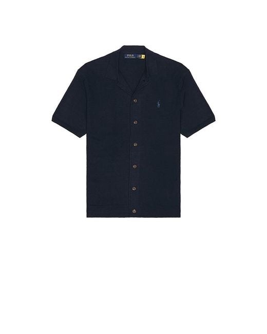 Polo Ralph Lauren Blue Short Sleeve Cardigan Sweater for men