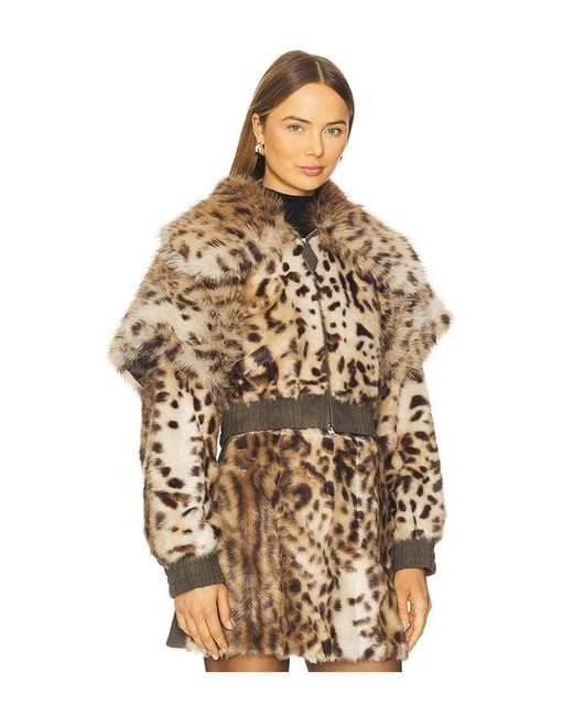 AKNVAS Multicolor Valde Faux Fur Lynx Bomber Jacket