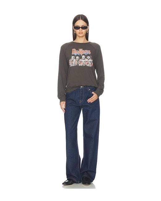 Junk Food Blue The Beatles Raglan Crew Fleece Sweatshirt