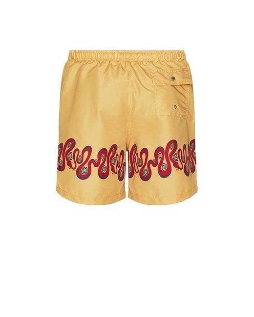 Bather White Ochre Dizzy Boa Swim Trunks for men