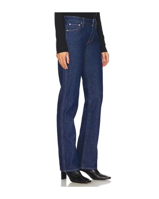 GRLFRND Blue Isabel Low Rise Straight Jeans