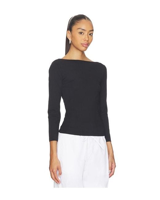 St. Agni Black Soft Jersey Ballerina Top
