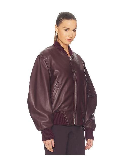 The Attico Purple Leather Bomber Jacket