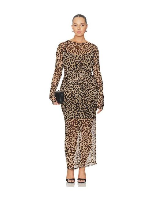 metallic dress women's LaBelle Gunmetal Metallic Drop Waist Maxi Dress