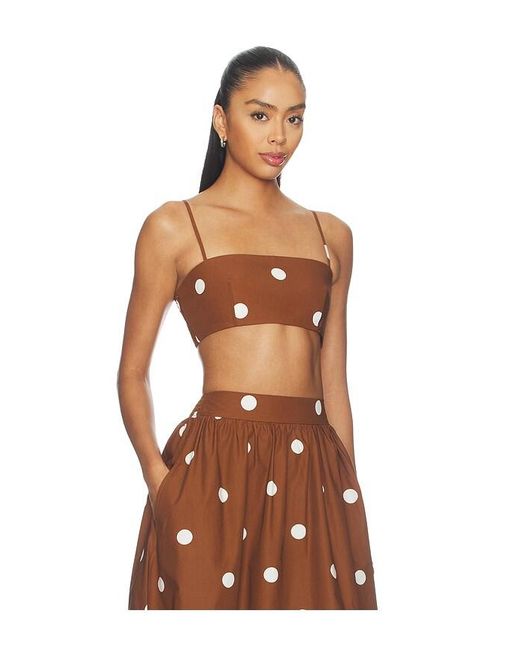 Susana Monaco Brown Polka Poplin Crop String Top
