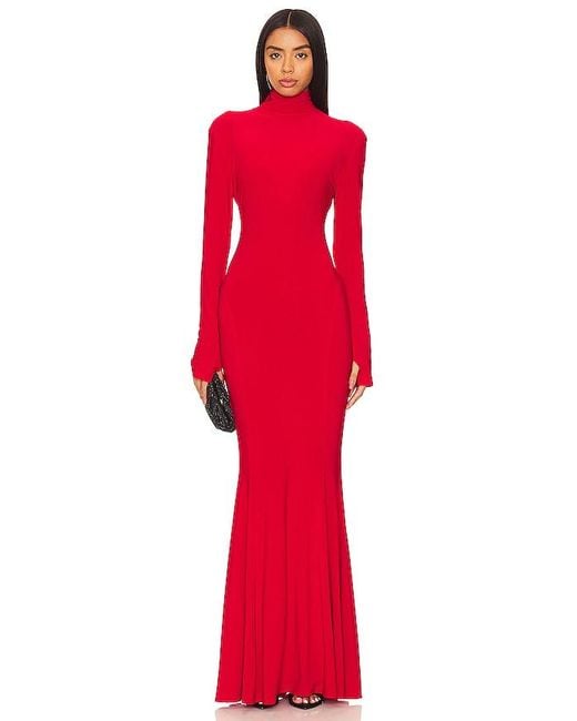Norma Kamali Red X Revolve Turtle Fishtail Gown