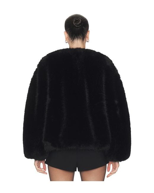 Halo Black Long Hair Faux Fur Bomber