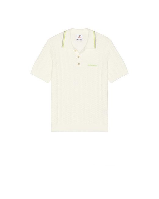 Casablanca White Tennis Boucle Polo Shirt for men