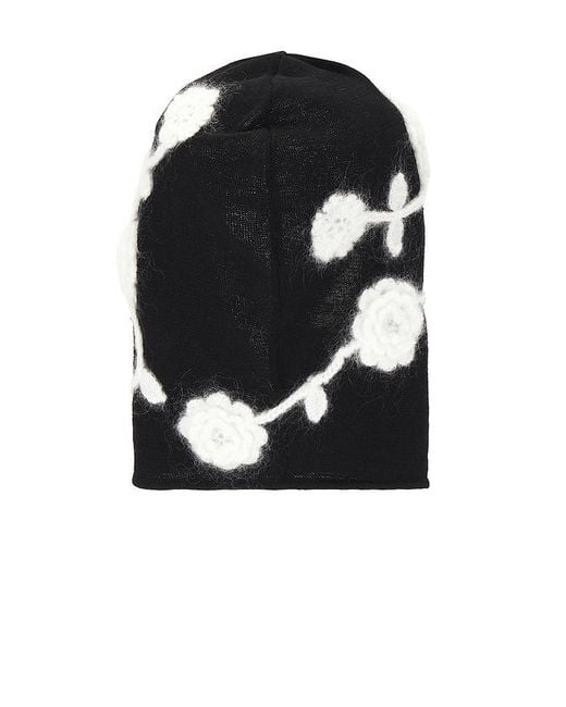 Ganni Black Crochet Flowers Bonnet