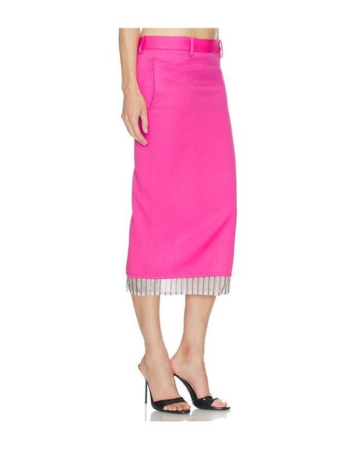 The Attico Pink Low Rise Midi Skirt