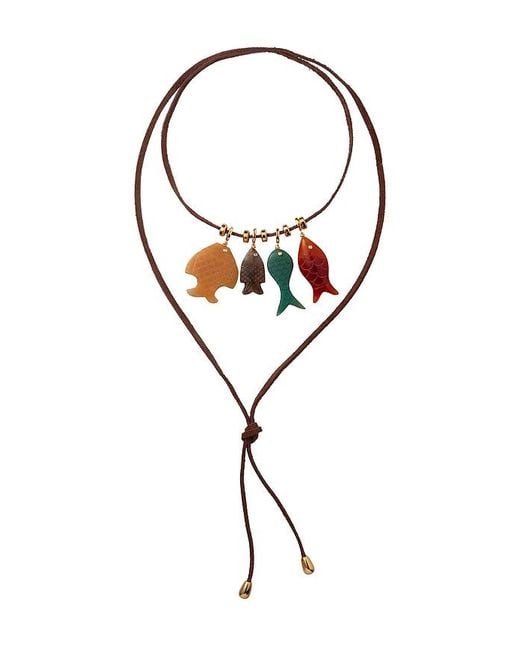 Eliou Blue Fish Charm Wrap Necklace