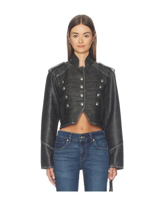 Free People Black X We The Free Ryland Faux Band Jacket
