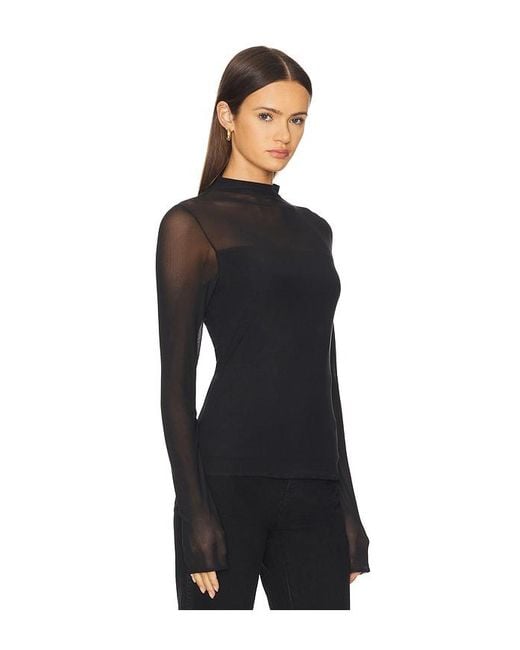 Rag & Bone Black Luca Double Layer Mock Neck Long Sleeve