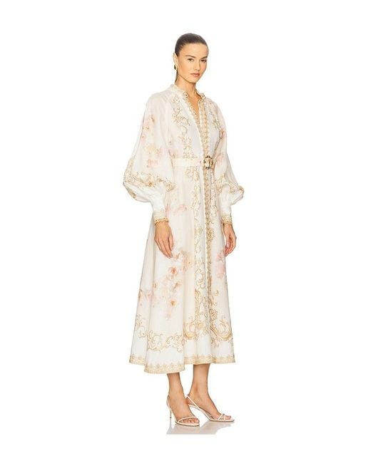 Vestido Midi Abotonado En Color Crema Talla (También En 0/Xs) Zimmermann de color White