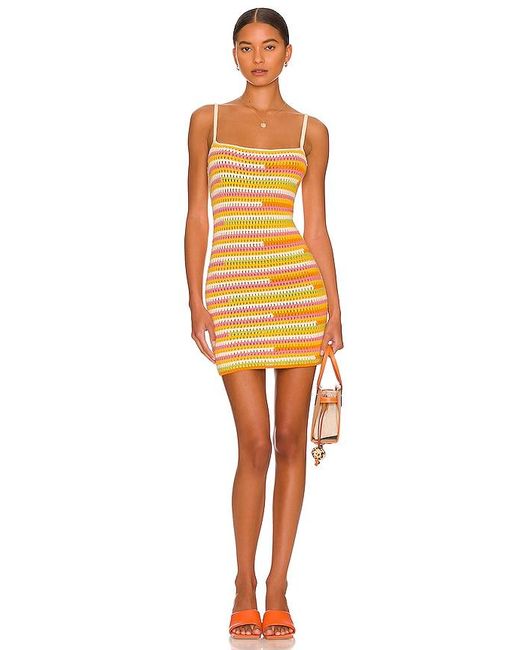 Camila Coelho Orange Rhea Open Stitch Mini Dress