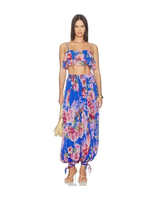 Hemant & Nandita Blue Ruffle Top
