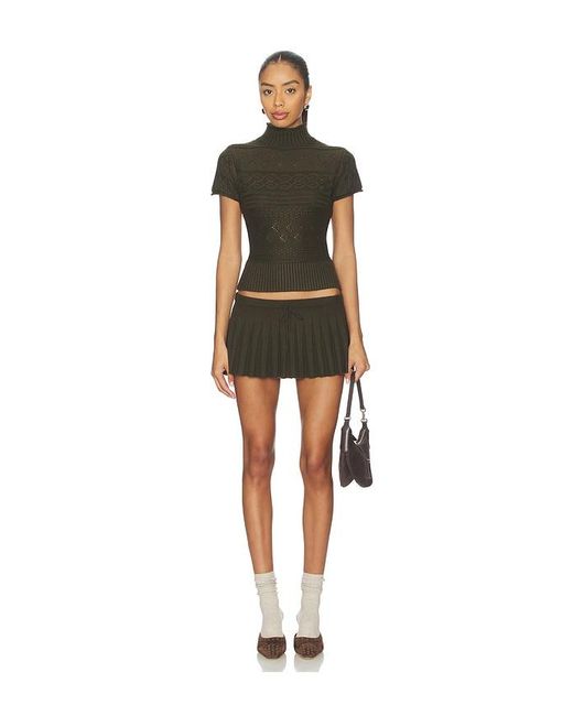 GUIZIO Black Cable Knit Turtleneck Top