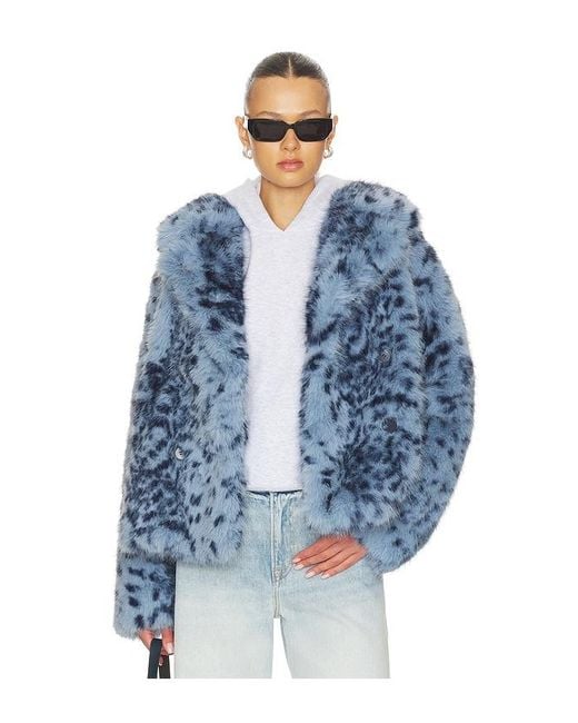 Lamarque Blue Ravenna Faux Fur Coat