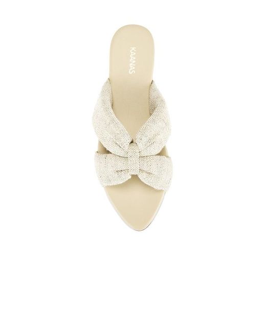 Kaanas White Banha Chunky Criss Cross Linen Sandal
