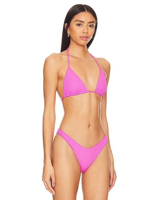 Luli Fama Pink Wavy Baby Triangle Bikini Top