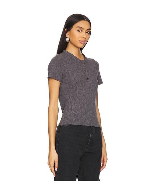 LNA Black Henley-Shirt Mit Rippstruktur Xander