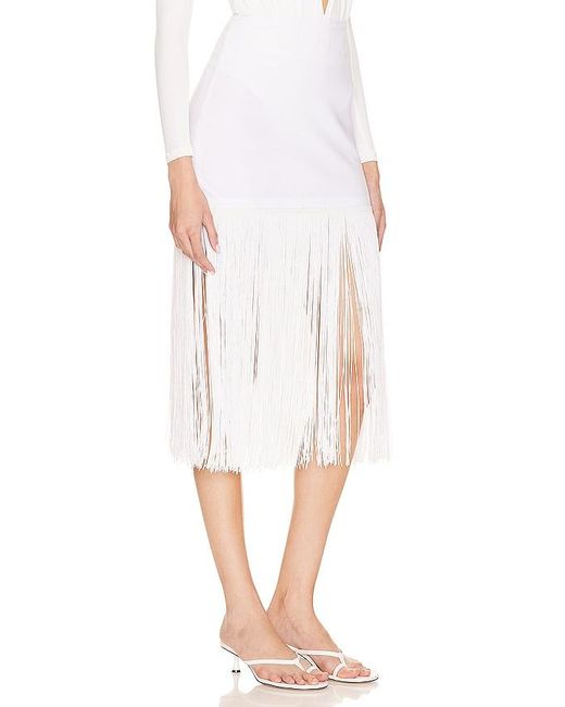 Norma Kamali White X Revolve Fringe Mini Skirt