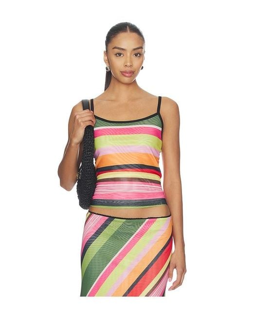 With Harper Lu Multicolor Mesh Camisole Top