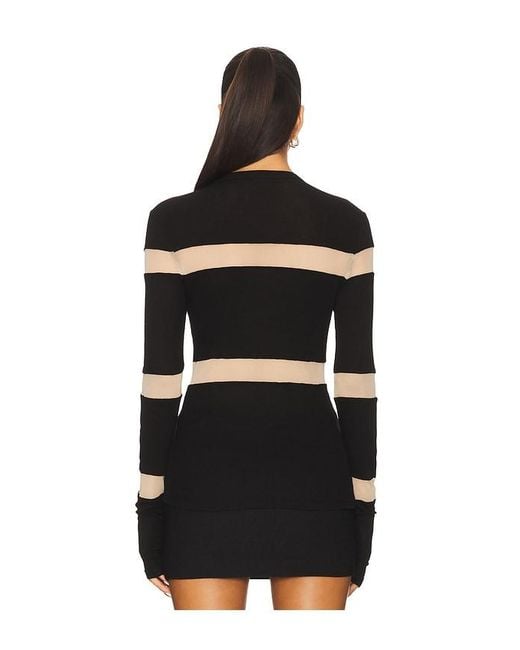 Michael Lauren Black Vex Long Sleeve Fitted Top