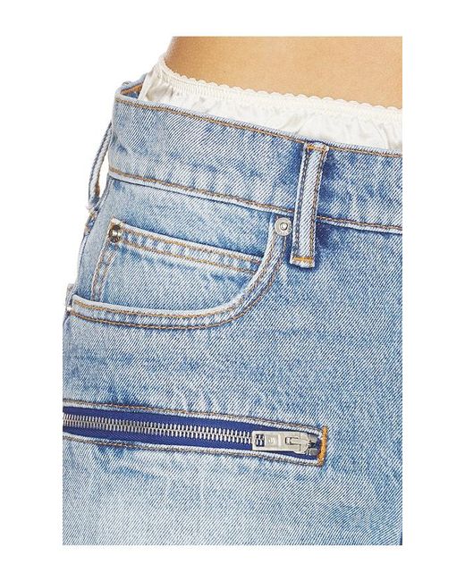 Alexander Wang Blue Silk Prestyle Mid Rise Short With Horizontal Zips