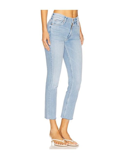 Mother Blue The Mid Rise Dazzler Ankle Fray Jeans