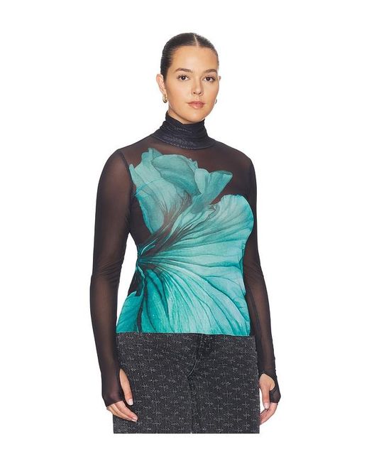 AFRM Blue Zadie Power Mesh Top