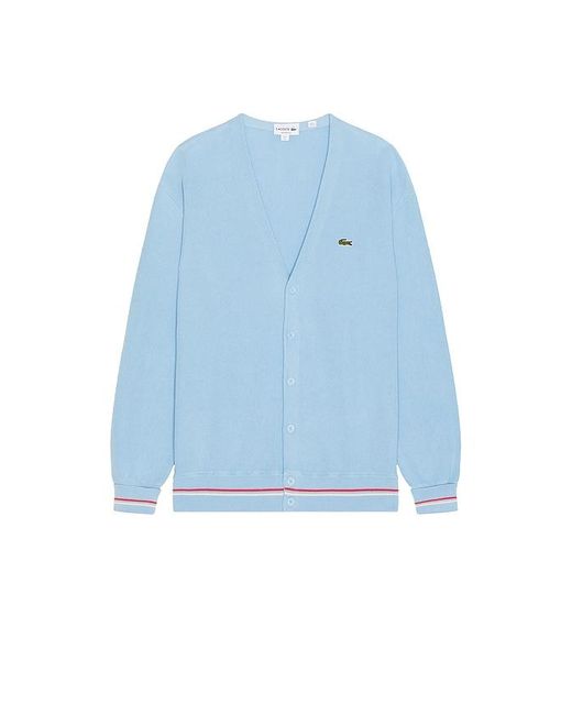 Lacoste Blue Relaxed Fit Stripe Accent Cardigan for men
