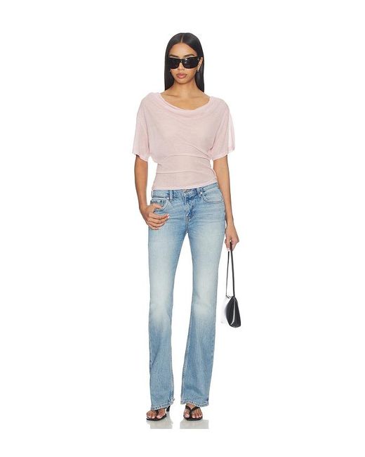 EB DENIM Blue Madeo Cowl Neck Tee