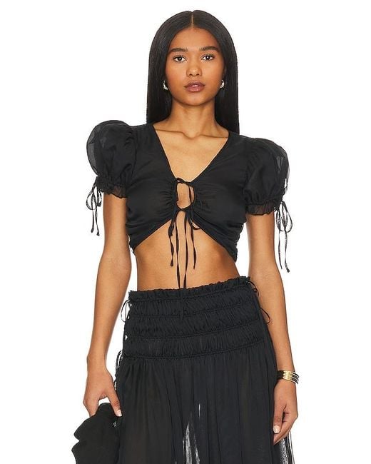 LPA Black Ophelia Tie Front Top