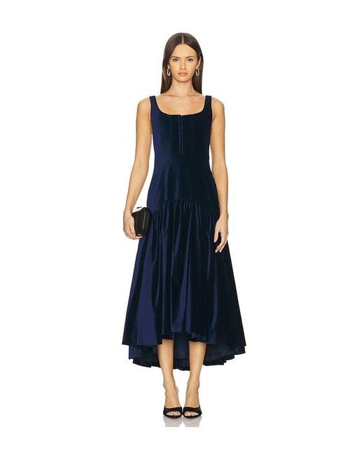 Alice + Olivia Blue Diana Sleeveless Structured Midi Dress
