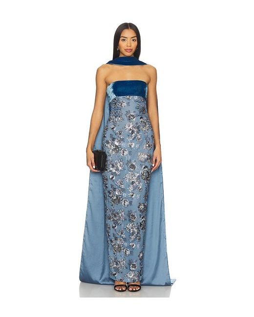 SAU LEE Blue Adrian Gown
