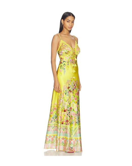 Camilla Metallic Bias Slip Dress With Lace Edge Detail