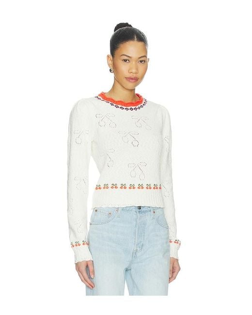 Free People White Tilly Pullover Sweater