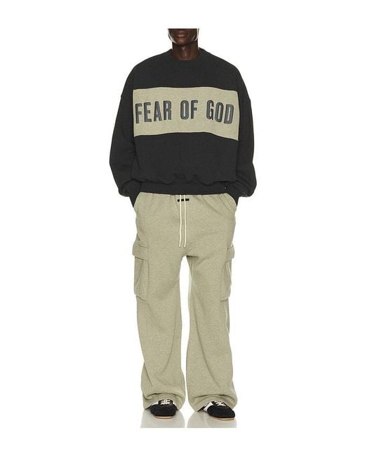 Fear Of God Black Cropped Relaxed Panelled Sweatshirt for men