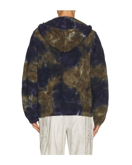 Thisisneverthat Blue Crochet Knit Zip Hoodie for men