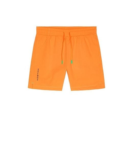Malbon Orange Performance Poly Tech Short for men