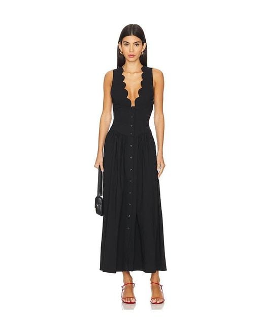 WeWoreWhat Black Button Front Scallop Dress