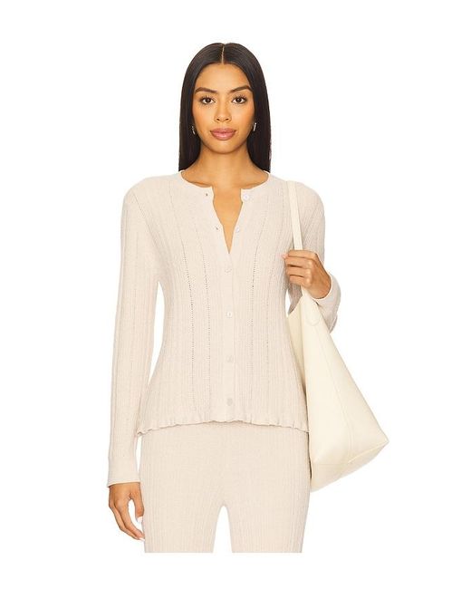 Barefoot Dreams Natural Cozychic Ultra Lite Cable Knit Cardigan With Ruffle