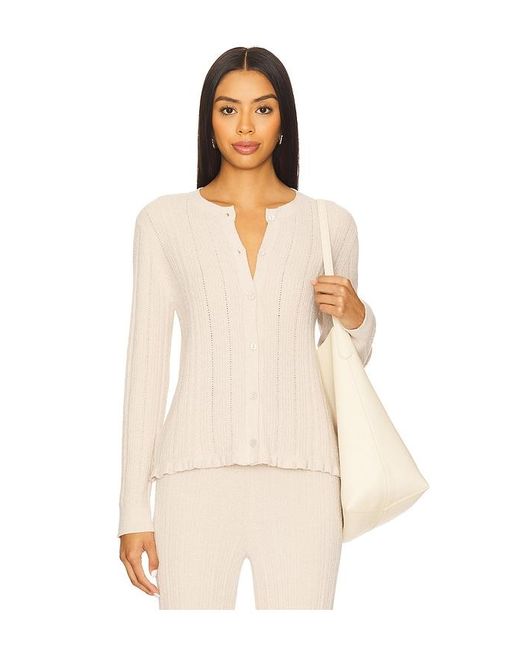 Cárdigan De Punto Trenzado Con Volante Cable Knit Cardigan With Ruffle En Color Crema Talla (También En M, S, Xl, Xs) Barefoot Dreams de color Natural