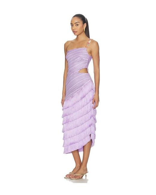 PATBO Purple Lila Fringe Cut Out Midi Dress