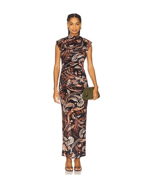 Hemant & Nandita Brown Mock Neck Midi Dress