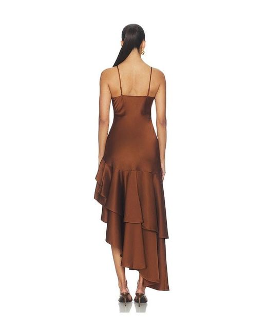 Susana Monaco Brown Double Ruffle High Low Dress