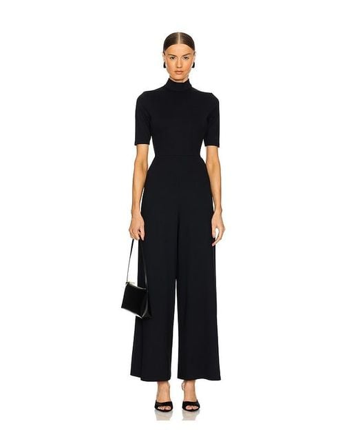Susana Monaco Black Mock Neck Short Sleeve Jumpsuit