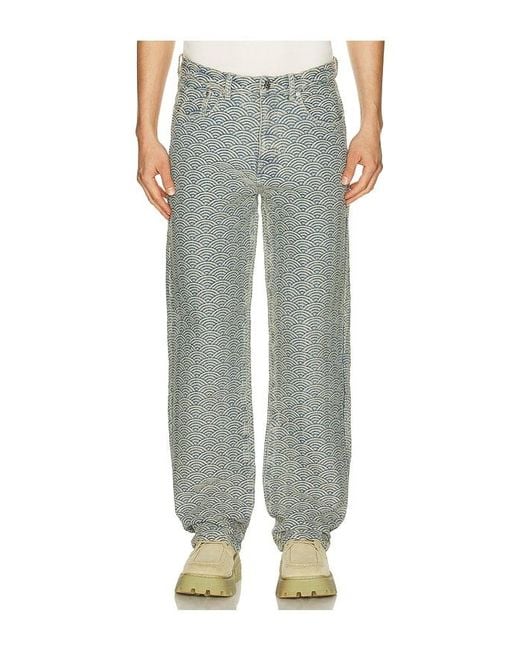 Ryoko Rain Green Seigaiha Jacquard Denim Jeans for men